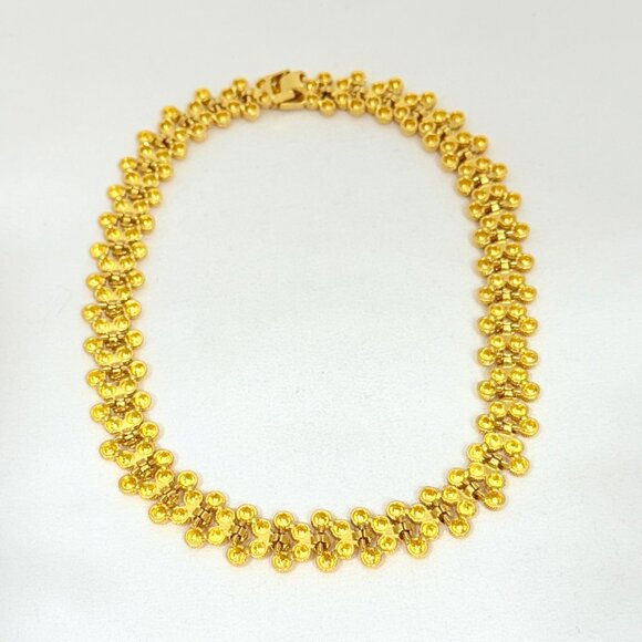 Vintage Bee Hive Cannetille Bright Gold Tone Necklace - Picture 8 of 10